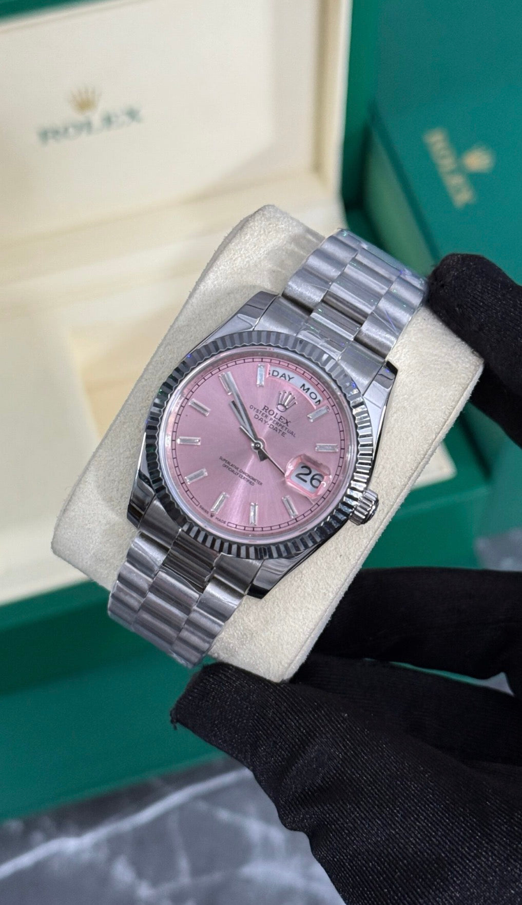 RLX DAY-DATE PLATA / ROSA