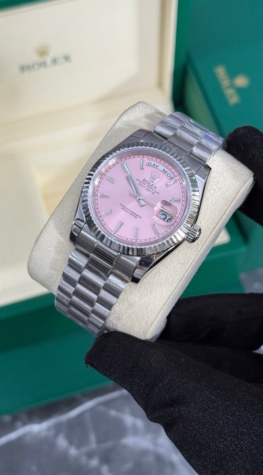 RLX DAY-DATE PLATA / ROSA