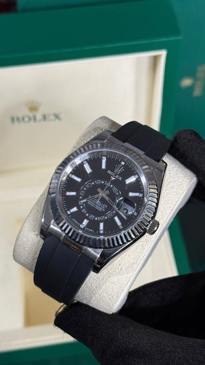 RLX SKY-DWELLER PLATA / NEGRO CAUCHO